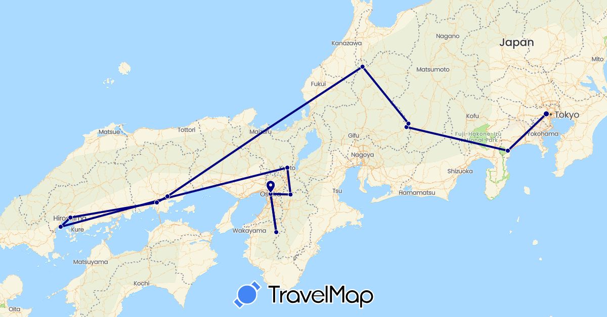 TravelMap itinerary: driving in Japan (Asia)
